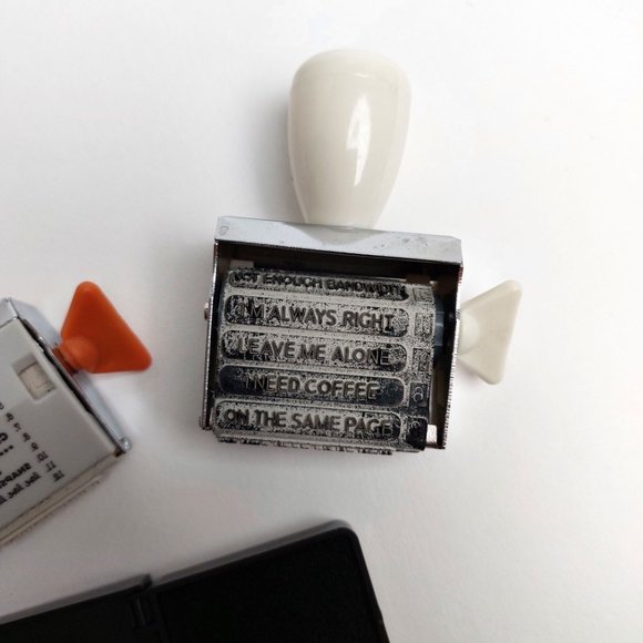 ONE Rotary phrase roller stamp + Ink pad Stamper scrapbooking cards Novelty - Picture 2 of 4